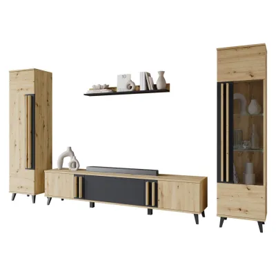 Mirjan24 Wohnwand Eiche Artisan, Graphit 180x70x33 cm