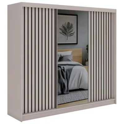 MKS Schwebetürenschrank Kaschmir, Schwarz 240x216x61 cm