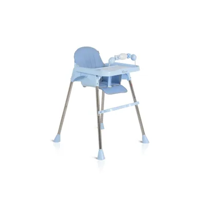 Moni Kinderhochstuhl Century, Spielzeug, Tablett verstellbar, Gurt, Fußstütze blau