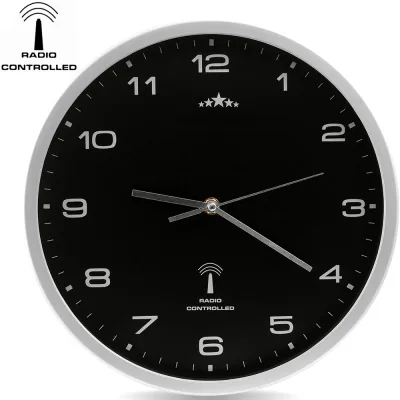 Monzana monzana Funkwanduhr Schwarz/Silber Ø31cm