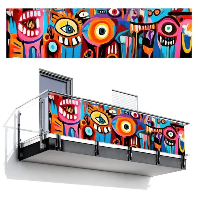 MuchoWow Balkon-Sichtschutz Mehrfarbig 300x75 cm