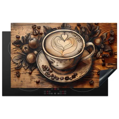 MuchoWow Herdabdeckplatte Cappuccino 83x51.5x0.2 cm