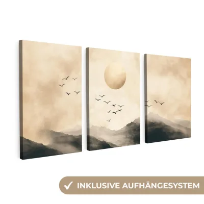 MuchoWow Leinwandbild Beige 240x120 cm