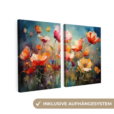 MuchoWow Leinwandbild Blaugrau 180x120 cm