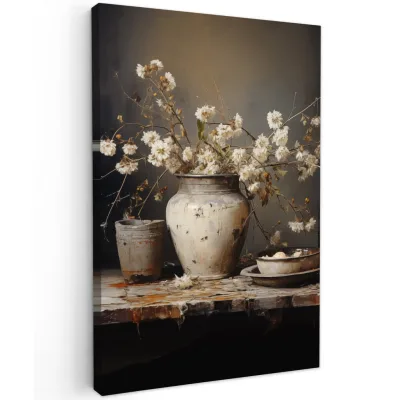 MuchoWow Leinwandbild Schwarz 60x90 cm