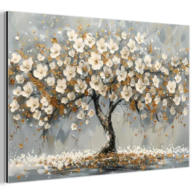 MuchoWow Metallbild Weiß 60x40 cm