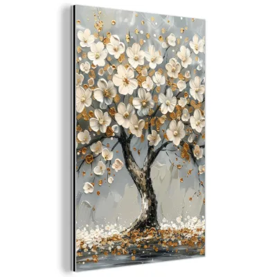 MuchoWow Metallbild Weiß 60x90 cm