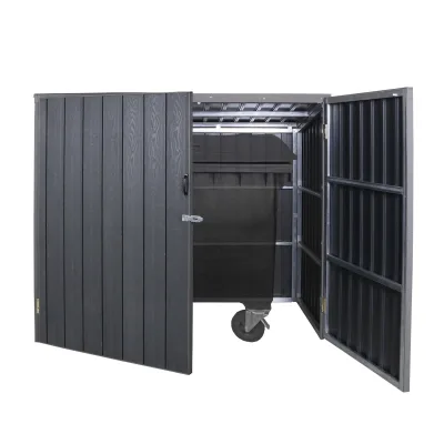 Mülltonnenverkleidung MCW-J29, Mülltonnenbox für Müllcontainer 660-1100L, WPC Metall 172x213x160cm ~ grau