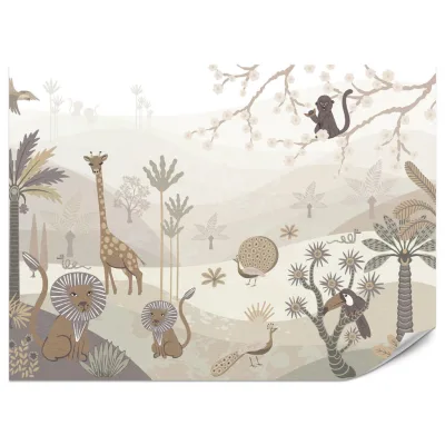 Muralo Fototapete Grün, Braun, Beige, Grau, Creme 350x256 cm