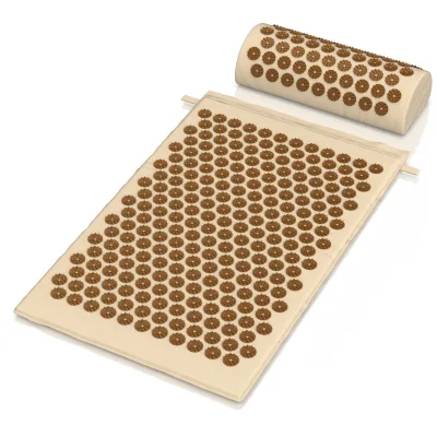 MyBeo Akupressurmatte Set aus Nadelmatte und Nackenkissen, Kokosfaserfüllung, mit Tasche (Set, 3-St), 68x42 cm, Baumwolle, Kissen 37x15x10 cm, Yantramatte, Kunststoffnadeln