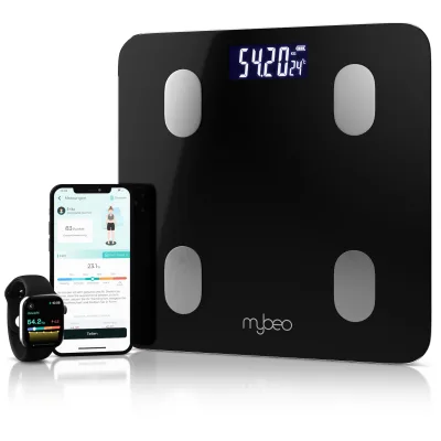 Mybeo Körper-Analyse-Waage Bluetooth Körperfettwaage, digitale Multifunktionswaage, APP Steuerung, 1-tlg., Diagnosewaage, BMI, Körperfett
