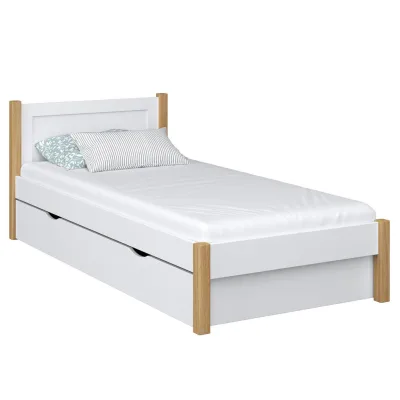 N-Wood Bett Eiche Artisan, Weiß 80x180 cm