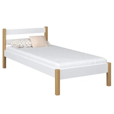 N-Wood Bett Eiche Artisan, Weiß 90x190 cm