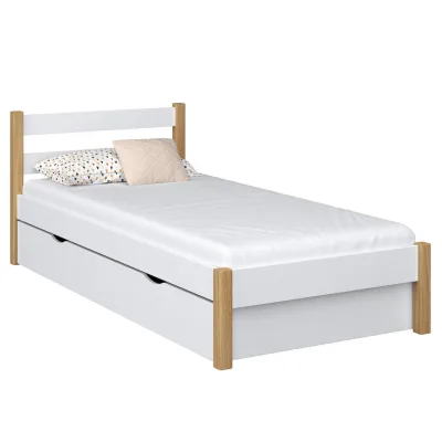 N-Wood Bett Eiche Artisan, Weiß 90x200 cm
