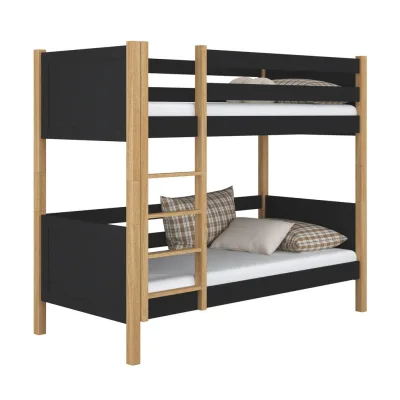 N-Wood Etagenbett Eiche Artisan, Schwarz 90x190 cm