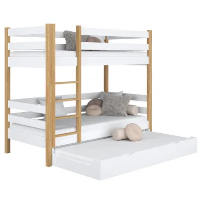N-Wood Etagenbett Eiche Artisan, Weiß 100x200 cm