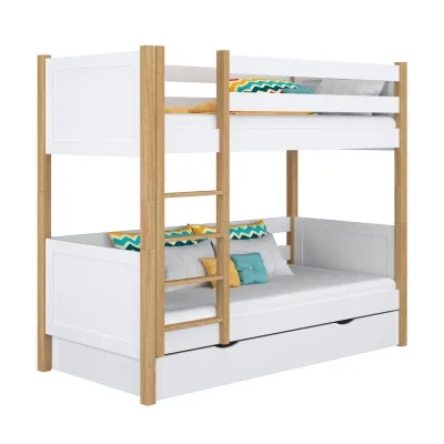 N-Wood Etagenbett Eiche Artisan, Weiß 120x190 cm