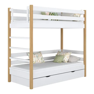 N-Wood Etagenbett Eiche Artisan, Weiß 80x200 cm