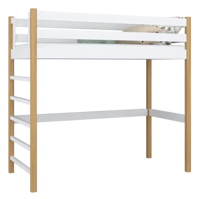 N-Wood Hochbett Eiche Artisan, Weiß 100x190 cm