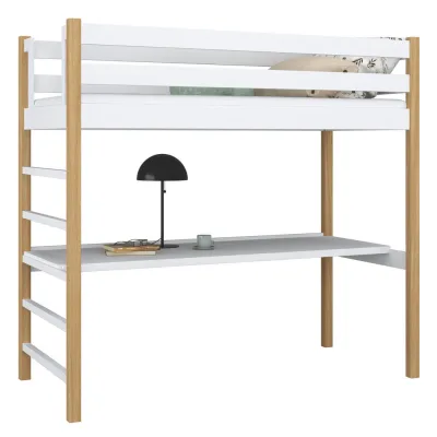 N-Wood Hochbett Eiche Artisan, Weiß 120x180 cm