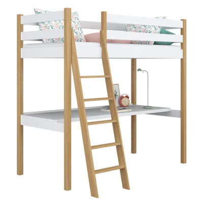 N-Wood Hochbett Eiche Artisan, Weiß 80x180 cm