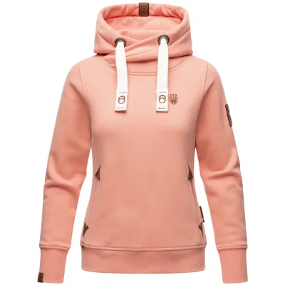 NAVAHOO Damen Kapuzensweatshirt weicher Hoodie mit breiten Tunnelzugkordeln Namikaa