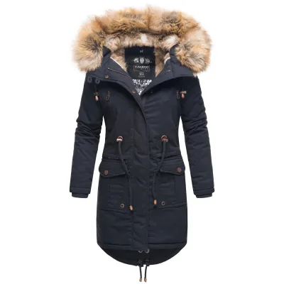 NAVAHOO Damen Warmer Wintermantel Winter Baumwollparka mit Kunstfell Rosinchen