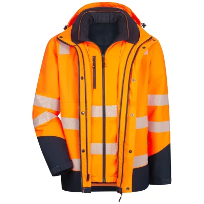 Nitras NITRAS MOTION TEX VIZ PLUS, Multifunktions-Warnschutzjacke, neonorange/marineblau (Farbcode: 4121), EN 343 7179-4121-2XL Gr. 2XL