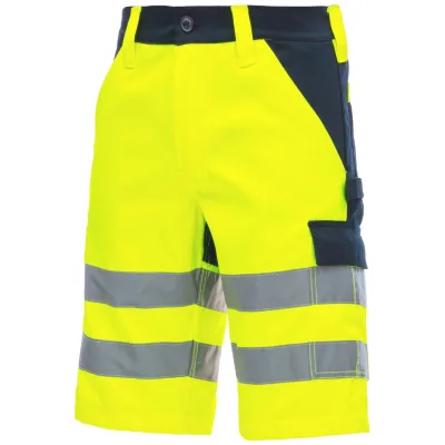 Nitras NITRAS MOTION TEX VIZ, Warnschutz - Arbeitshose, kurz, 7570-4021-42 Gr. 42 neongelb/marineblau