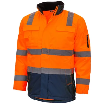 Nitras NITRAS MOTION TEX VIZ, Warnschutz-Parka, neonorange/marineblau, EN 343 7144-S Gr.