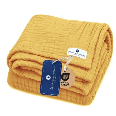 nordic coast company Musselindecke Currygelb 80x80 cm