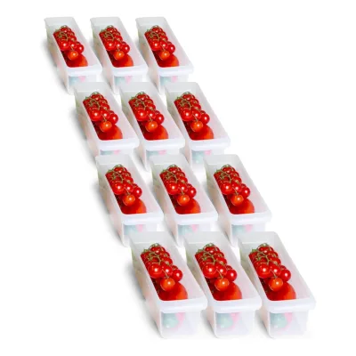 Novaliv 12x Kühlschrank Organizer 30,5 x 7,5 x 8 cm BPA-frei Ordnung Made in Germany Leicht Reinigen Lebensmittelecht Aufbewahrung für Küche Haushalt Spühlmaschinenfest Ordnungssystem Kühlschrank