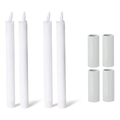 Novaliv 4X Kerzenständer magnetisch 2 ,8x5cm Weiss mit LED-Kerzen Premium Echtwachs Tafelkerze elektrisch Kerzenpick Wohnzimmerdekoration Kerzenhalter Stabkerzen weihnachtliche Tischdekoration