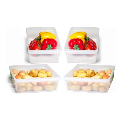 Novaliv Kühlschrank 4er Set Organizer Kühlschrank Mittel + Groß BPA-frei Küchenordnung küchenorganizer Kühlschrankorganizer Lebensmittelecht FFlaschen Organizer Ablagefach Kühlschrankfach
