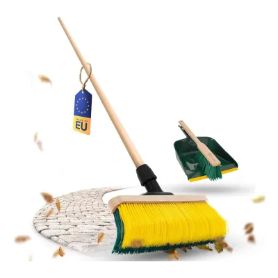 Novaliv Premium Krallenbesen mit Stiel 50cm inkl. Kehrgarnitur Outdoor, Spezialbesen gebogenen Borsten - Ideal als Gartenbesen, Kratzbesen, Kunstrasen Besen, Optimal für Camping, Straßenbesen