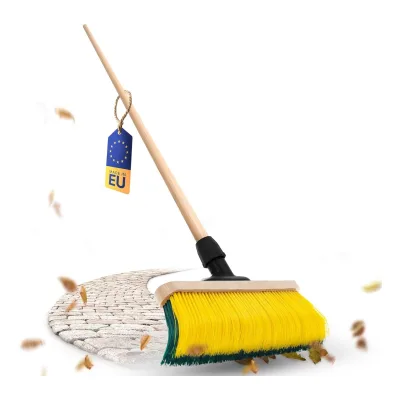 Novaliv Premium Krallenbesen mit Stiel 50cm, Spezialbesen gebogenen Borsten - Ideal als Gartenbesen, Kratzbesen, Kunstrasen Besen, Optimal für Camping, Straßenbesen, Kehrbesen