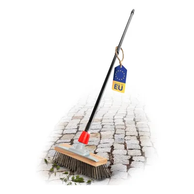 Novaliv Robuster Drahtbesen mit Stiel - Stahlbesen mit Teleskopstiel, Effiziente Moosentfernung, Drahtbürste, für Pflastersteine & Garten, Stahldrahtbesen, Mooskratzer, Pizzabesen, Pizzastein Bürste