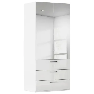 Novel Drehtürenschrank Weiß, Weiß Hochglanz 101x235x61 cm