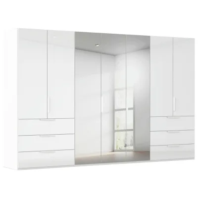 Novel Drehtürenschrank Weiß, Weiß Hochglanz 350x235x61 cm