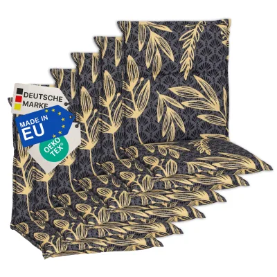 NYVI Gartenstuhl-Auflage Barcelona – Niedriglehnerauflage für Gartenstühle Anzahl:6er Set;Dessin:Goldene Blätter