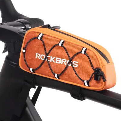 Oberrohrtasche 1 L Vollständig Reflektierend Weiß/Orange - Orange