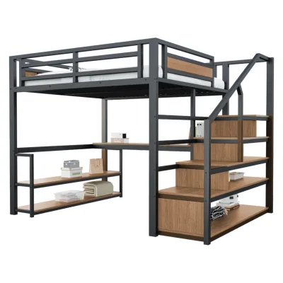 Okwish Hochbett Schwarz 140x200 cm