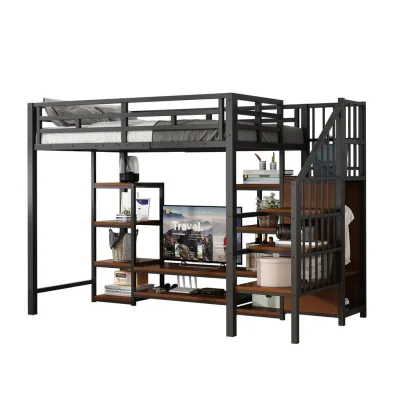 Okwish Hochbett Schwarz 90x200 cm