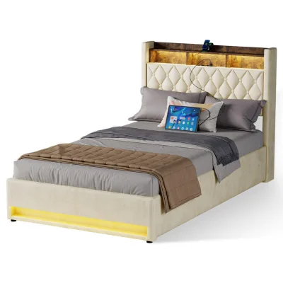 Okwish Polsterbett Beige 140x190 cm