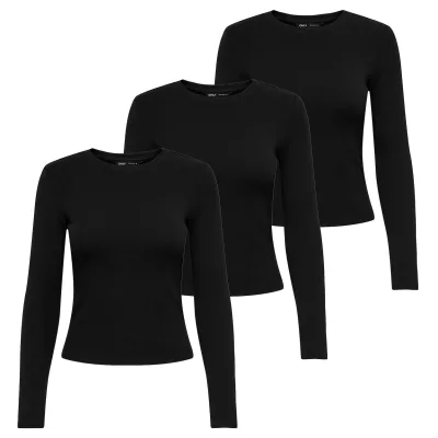 ONLRILEY O-NECK TOP 3P Damen Longsleeve