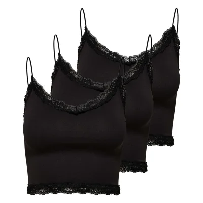 ONLVICKY LACE SEAMLESS CROPPED TOP 3P Damen T-Shirt