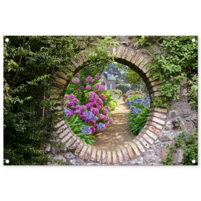OnlyWow Gartenposter Graubraun 90x60x0.2 cm