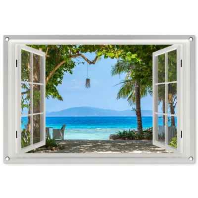 OnlyWow Gartenposter Weiß 90x60x0.2 cm