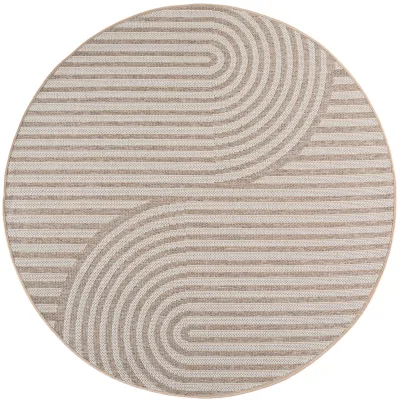 Outdoor-Teppich Boho-Bögen Beige 80x80 cm Wetterfest