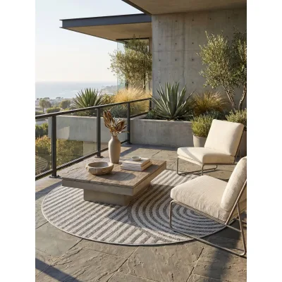 Outdoor-Teppich Boho-Bögen Grau 160x160 cm Wetterfest